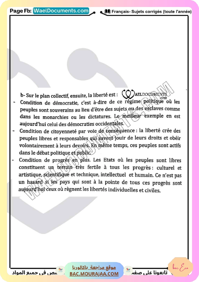 sujet corriges francais