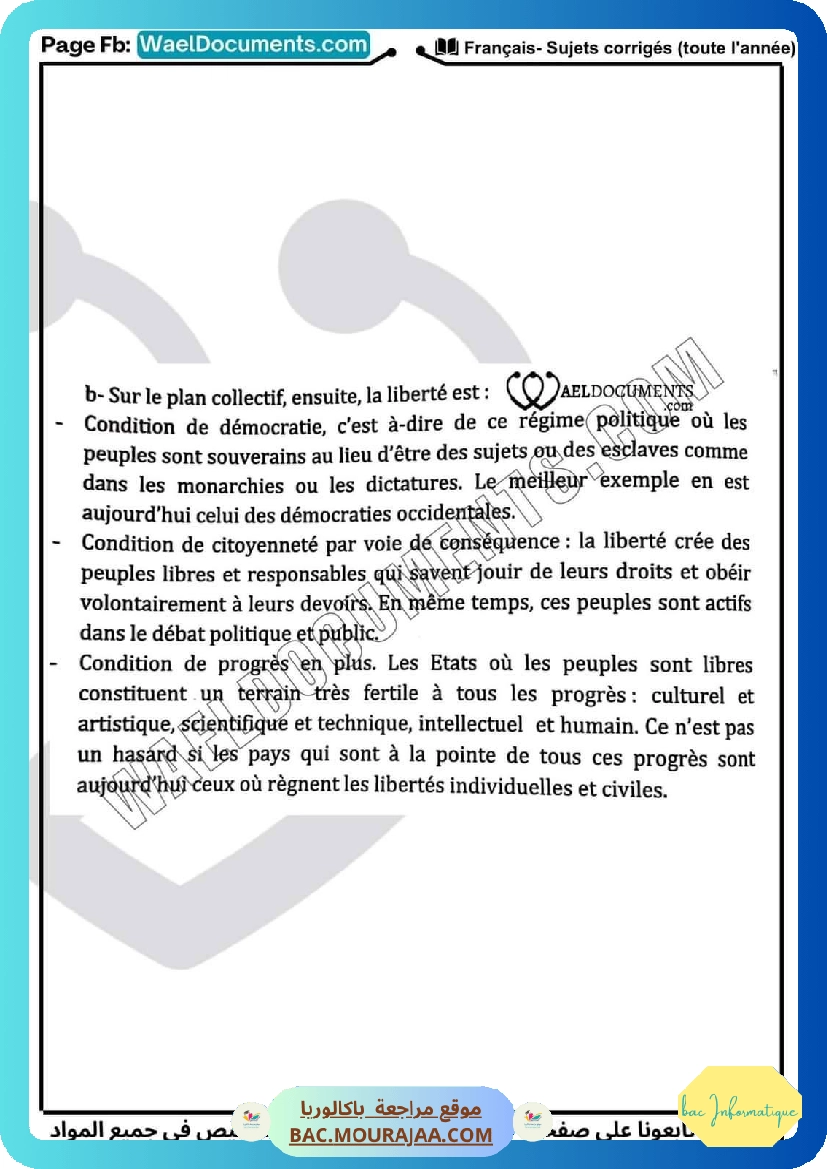 sujet corriges francais