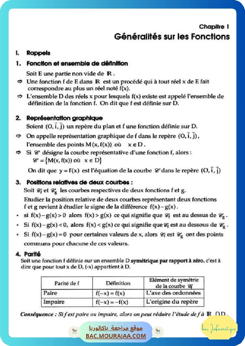 resume generalite sur les fonctions