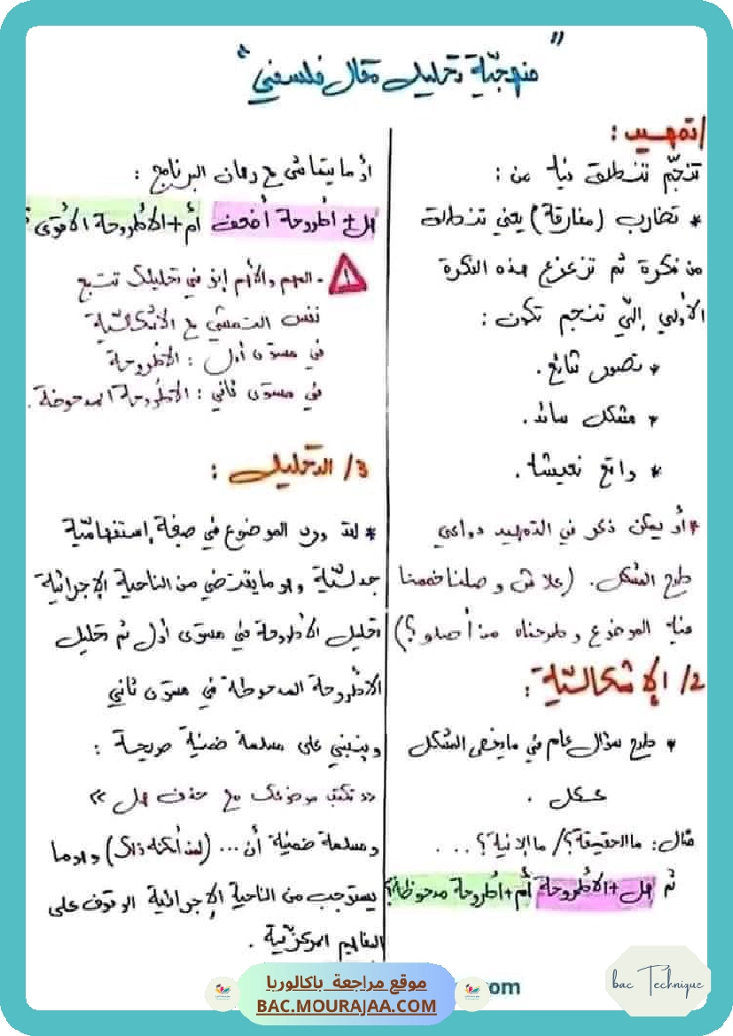 منهجية تحليل مقال فلسفي
