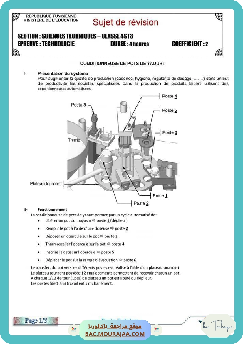 sujet de revision technologie