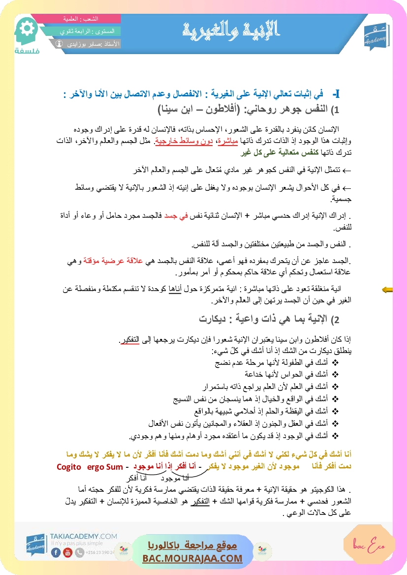 تلخيص الآنية و الغيرية