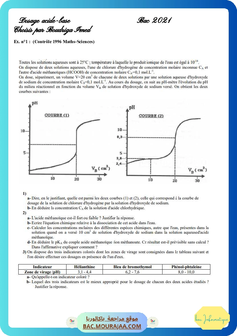 tous les sujets de Dosage-corriges