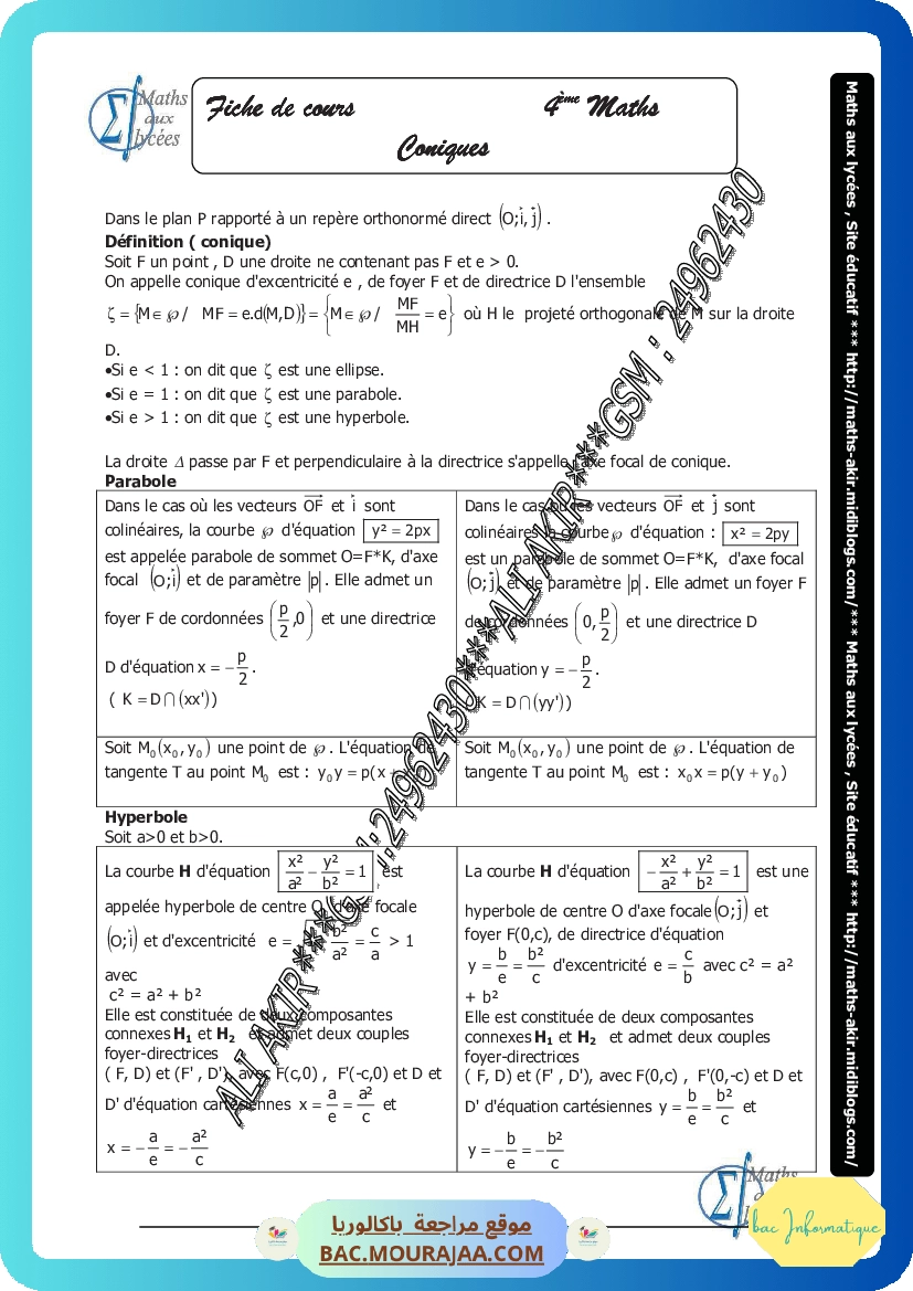conique-fiche et series