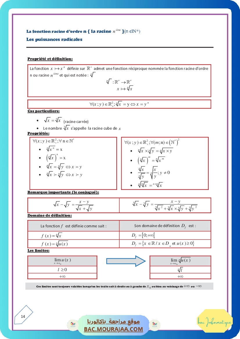 La fonction racine d ordre n-resume