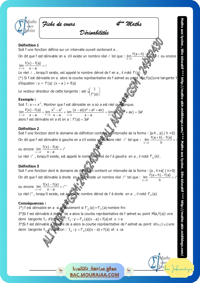 derivabilite-fiche et series