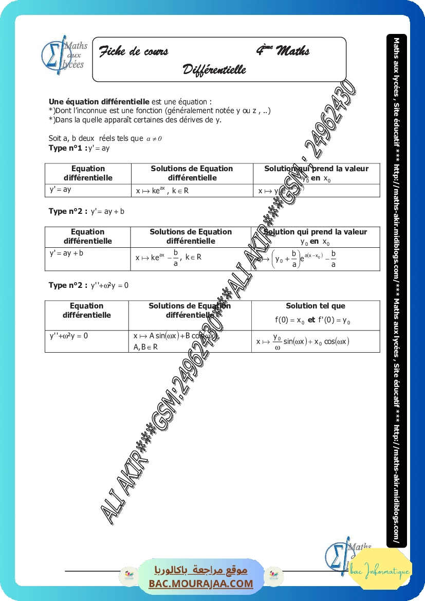 differentielle-fiche et series