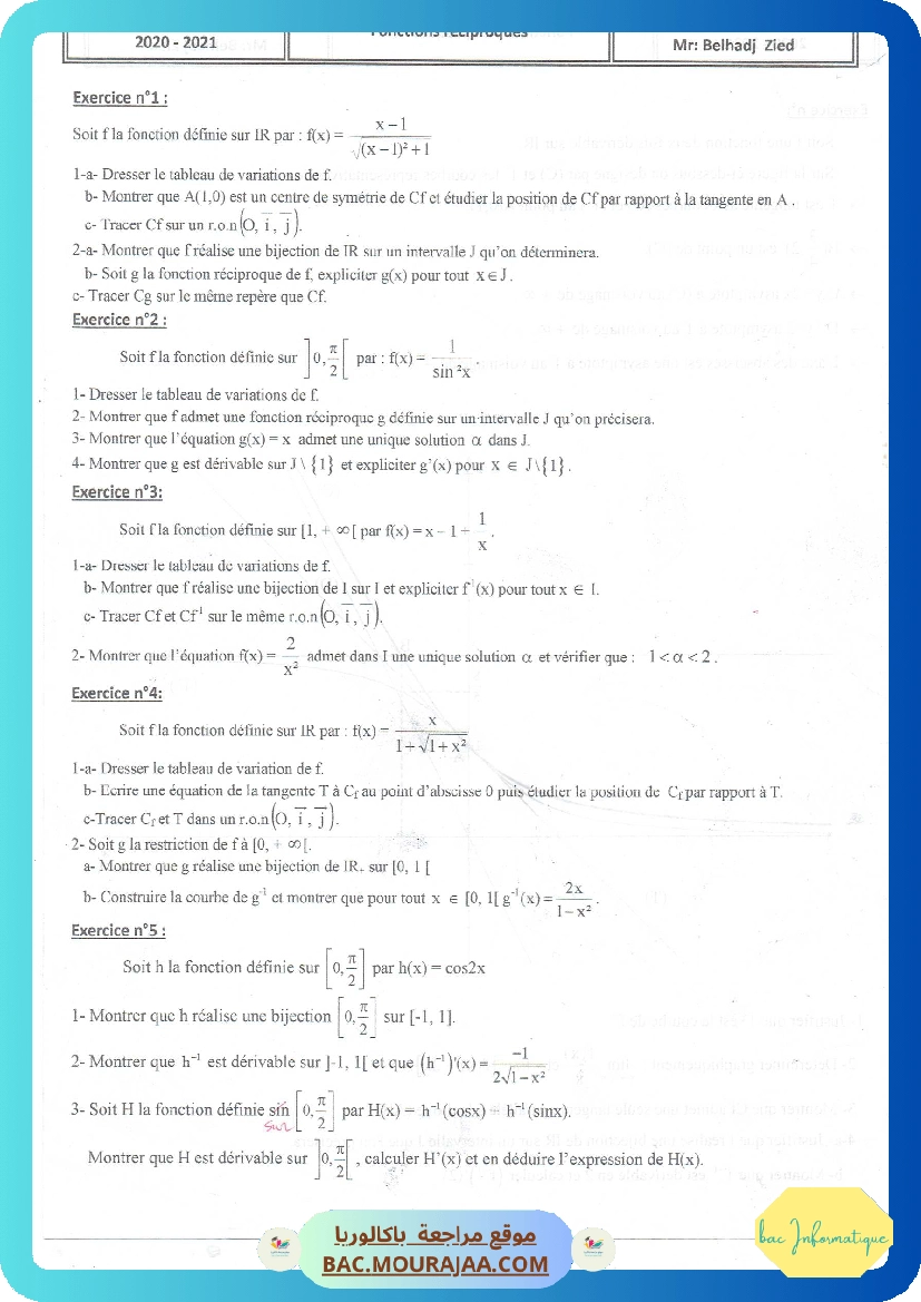 Fonction reciproque 2