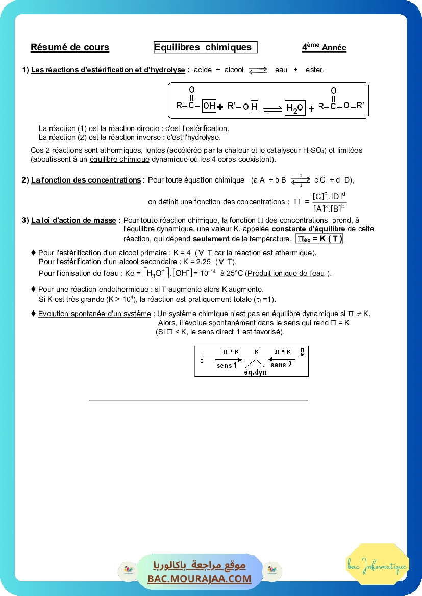 Resume Equilibres chimiques 20