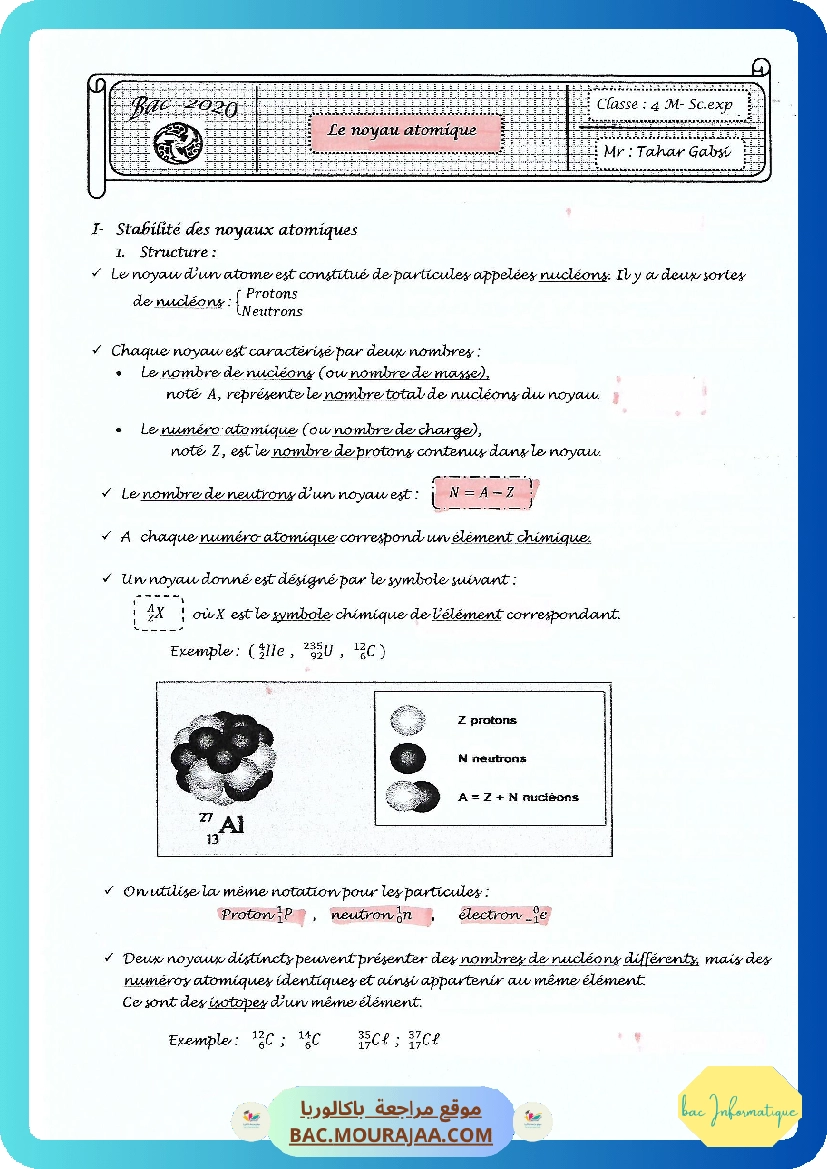 Cours Phy 11 noyau atomique
