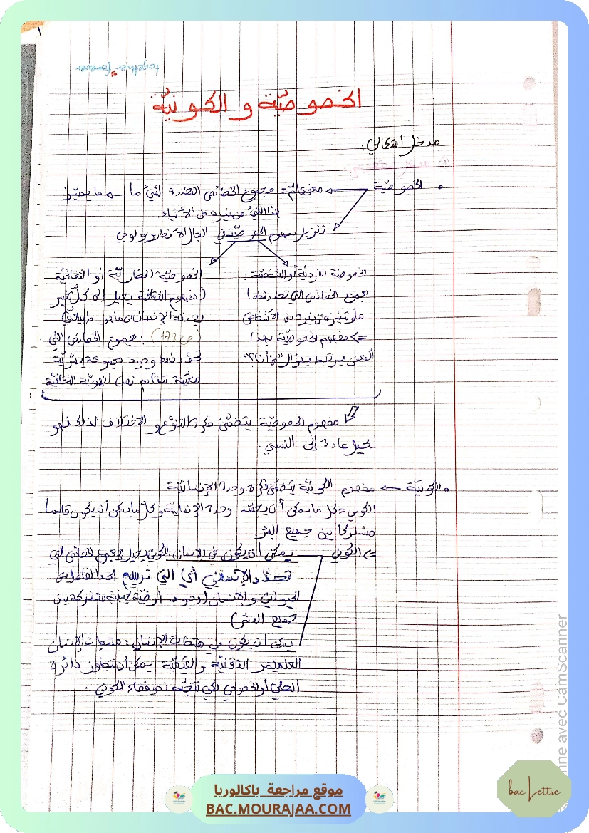 تلخيص محور الخصوصية و الكونية