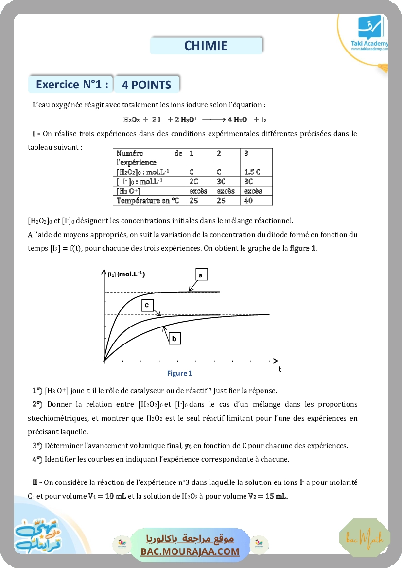 sujet de revision physique bac math