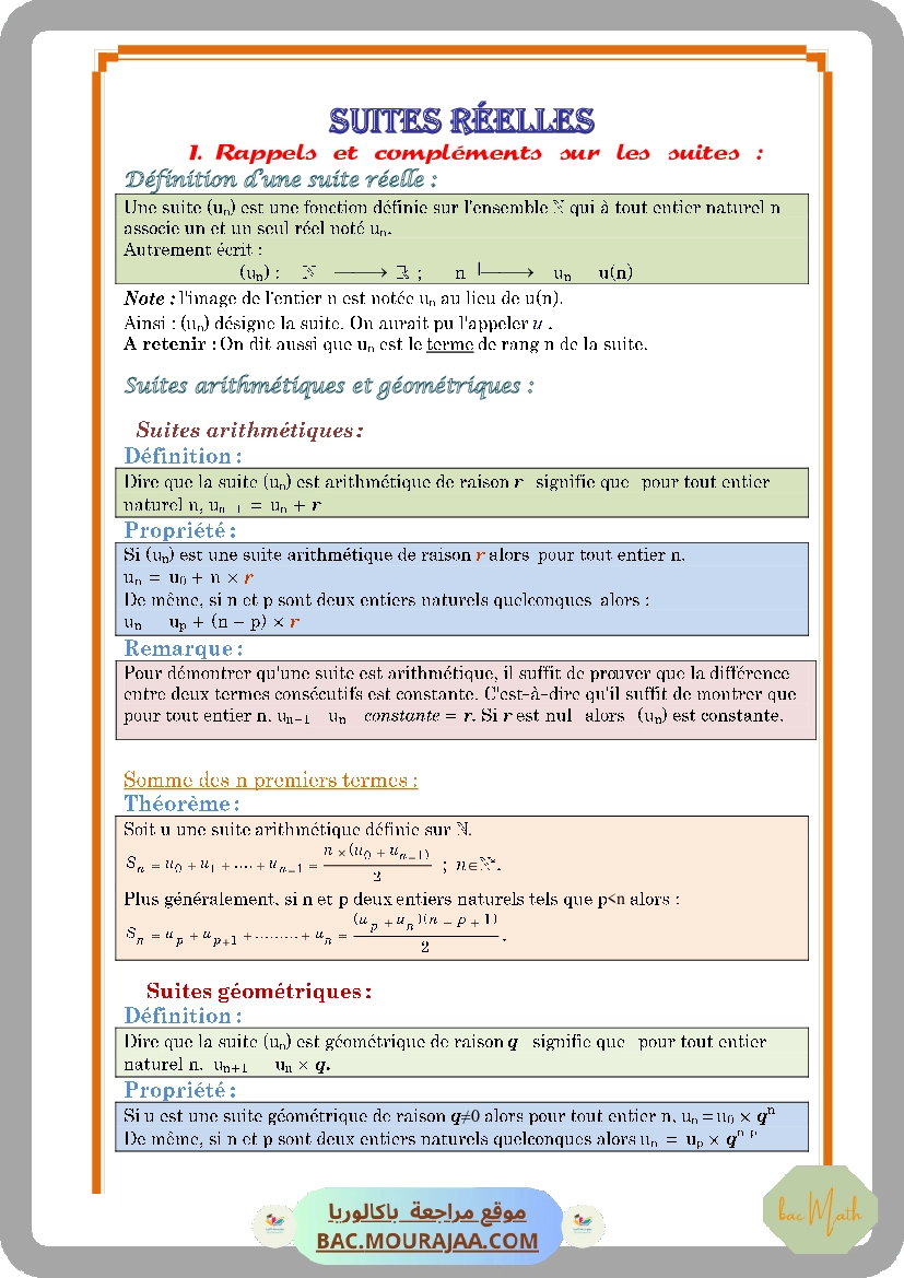 Cours Math Suites reelles Bac Math Mr Masmoudi Radhouane www.masmaths.com