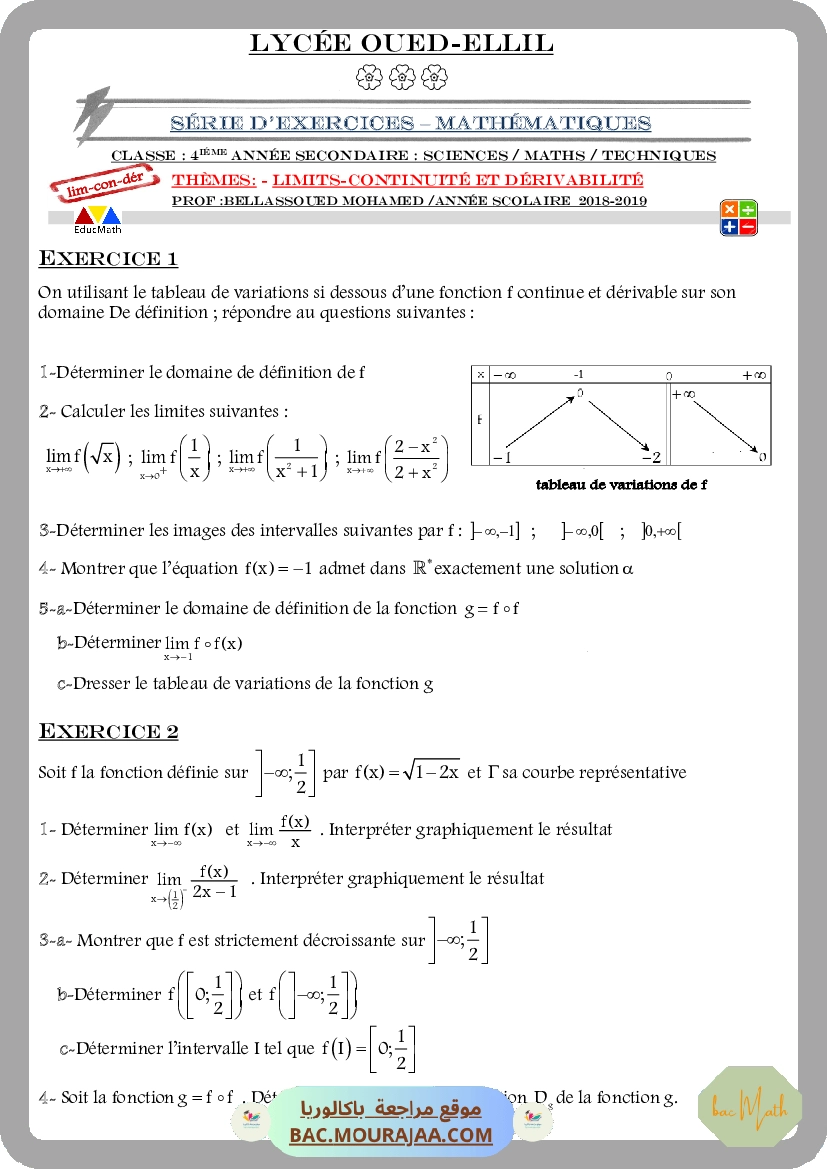 SERIE LIMITES CONTINUITÉ DÉRIV