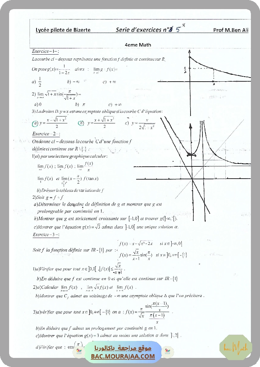 Serie 5 Generalites sur les fonctions