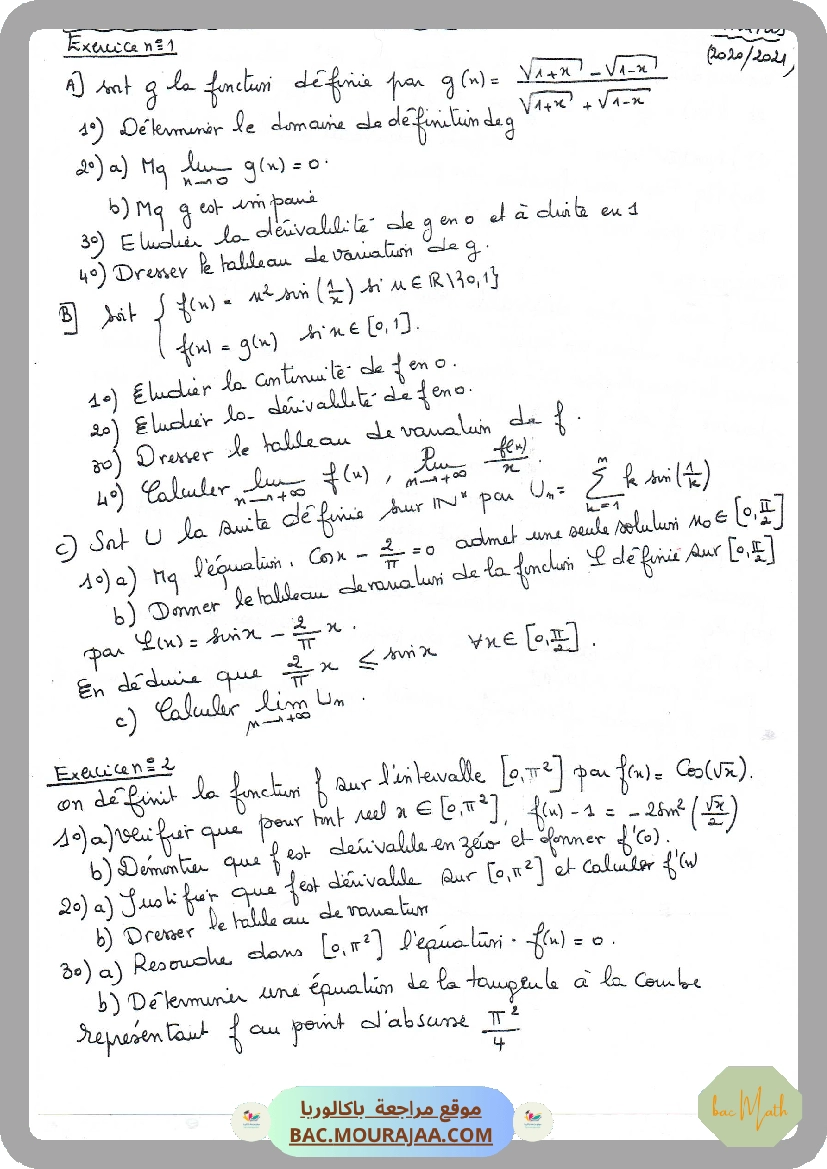 Etude de fonction et derivabilite
