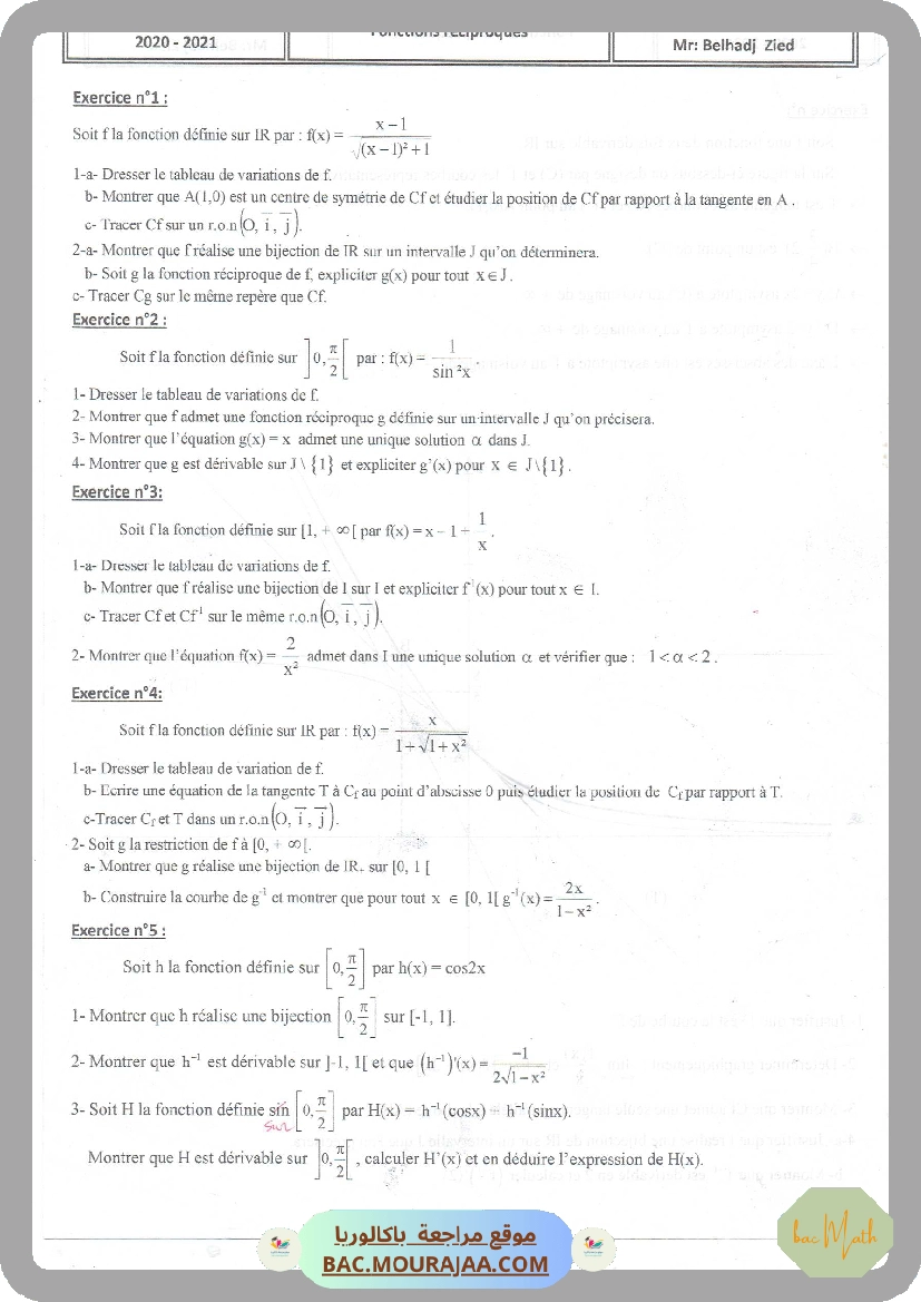 Fonction reciproque 2