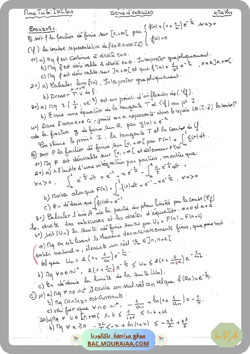 Analyse de fonction exponentielle