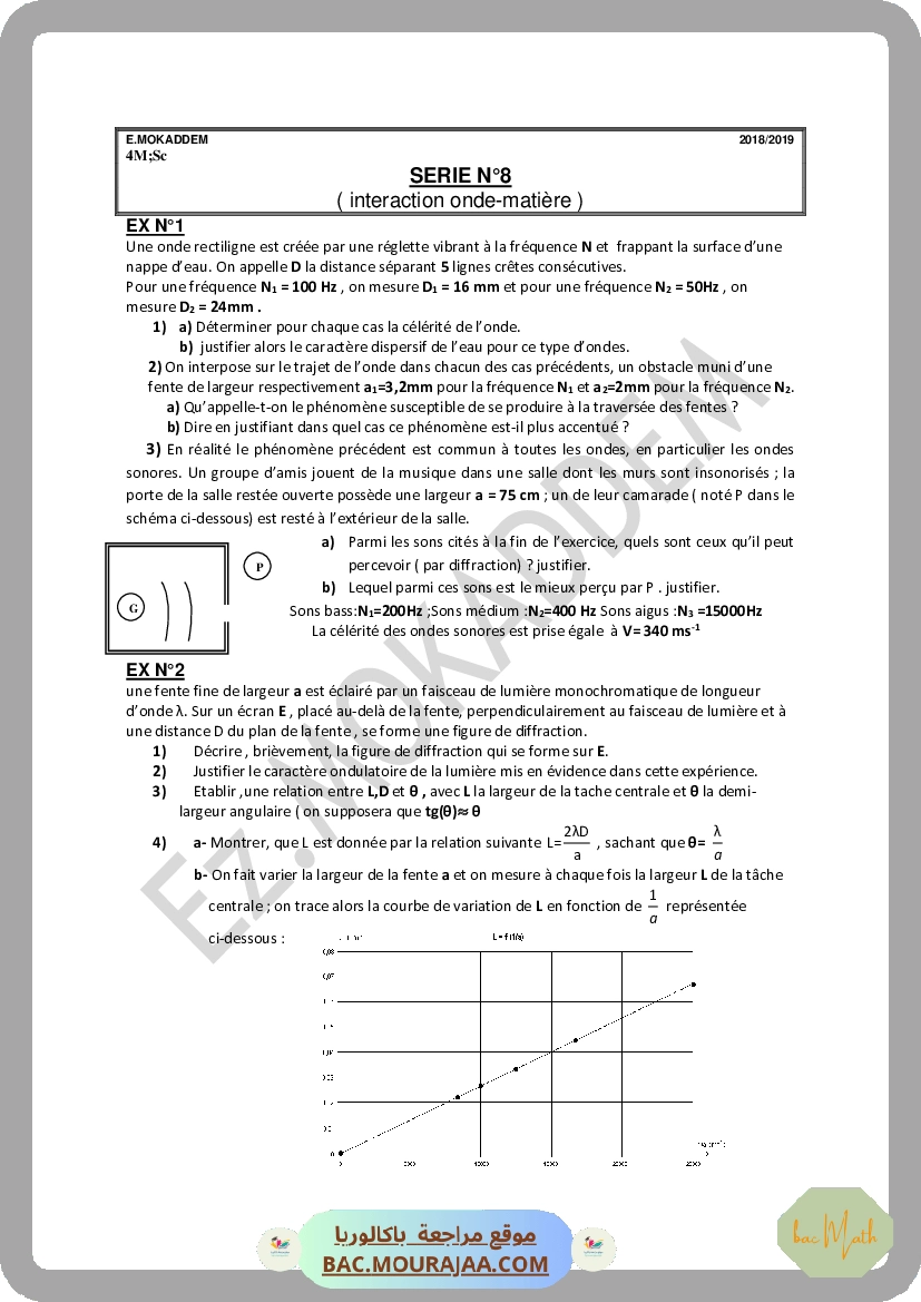 serie-8-interaction-onde-matiere-Math