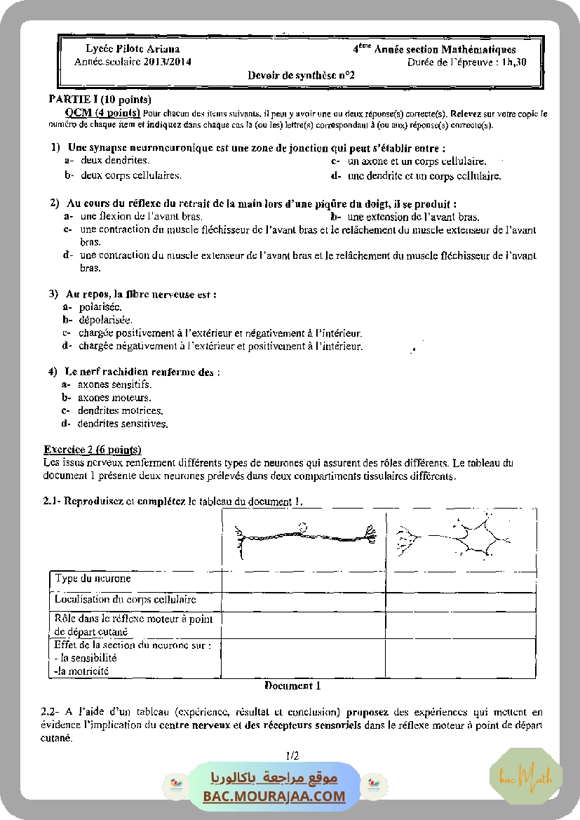 devoir_synthese_n_2_svt_bac_math