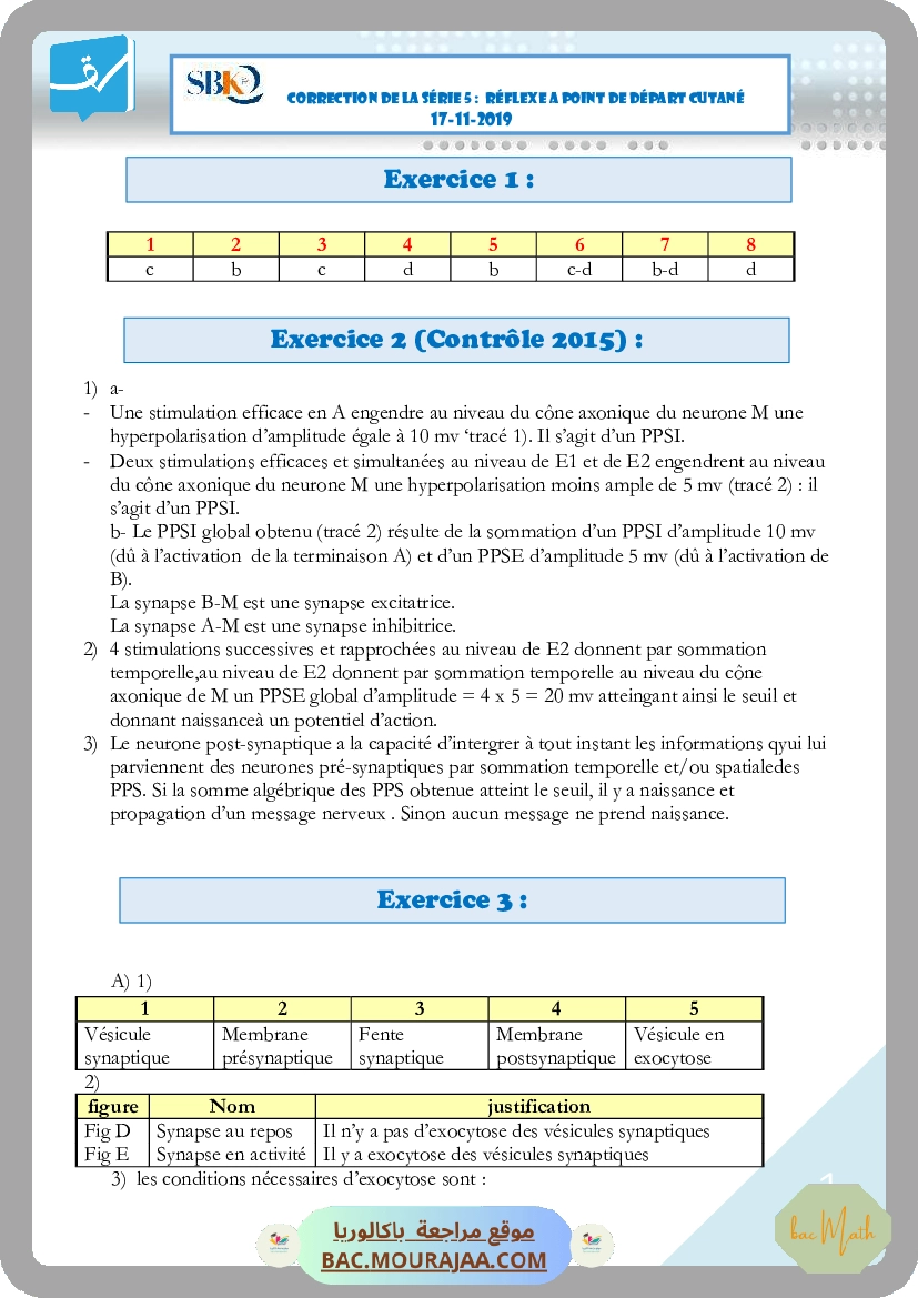 Correction Serie 5 17-11 2019