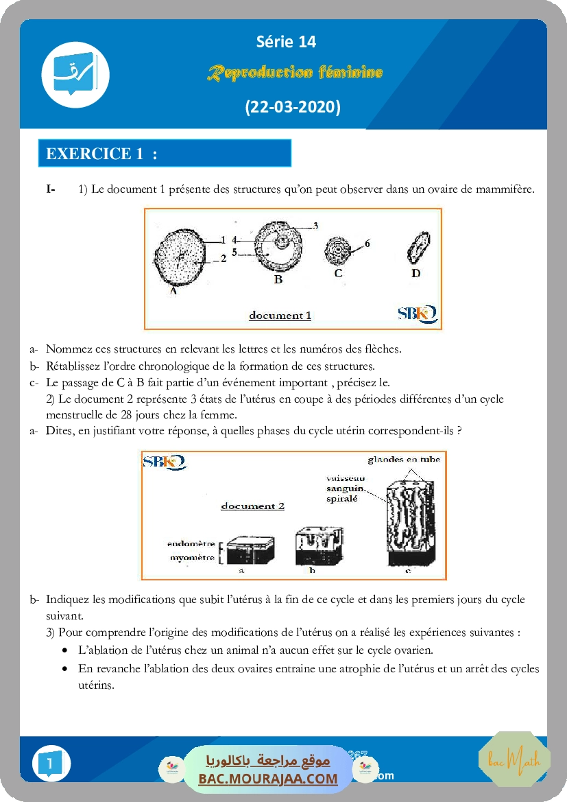 Serie 14 reproduction feminine (22-03-2020)