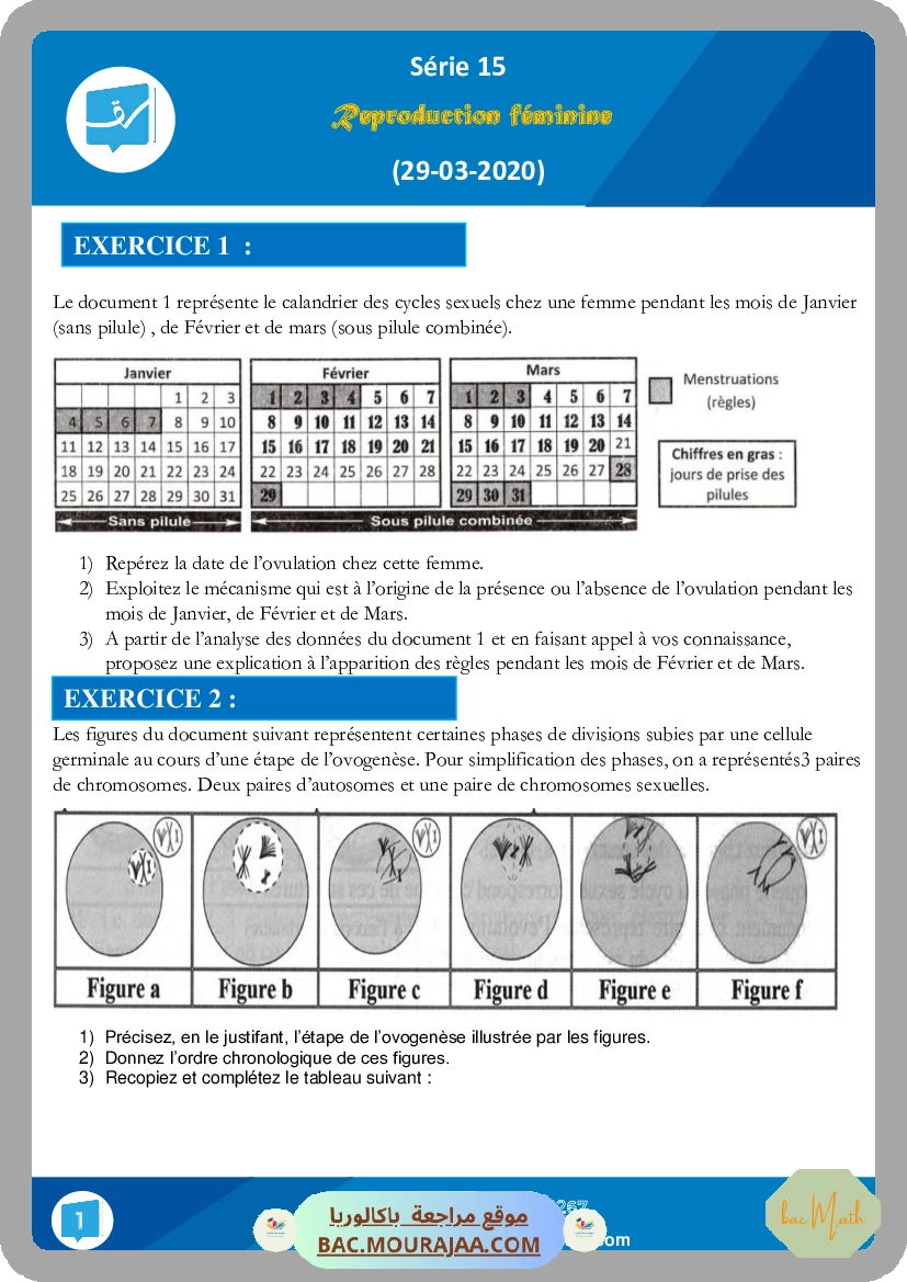 Serie 15 reproduction feminine (29-03-2020)