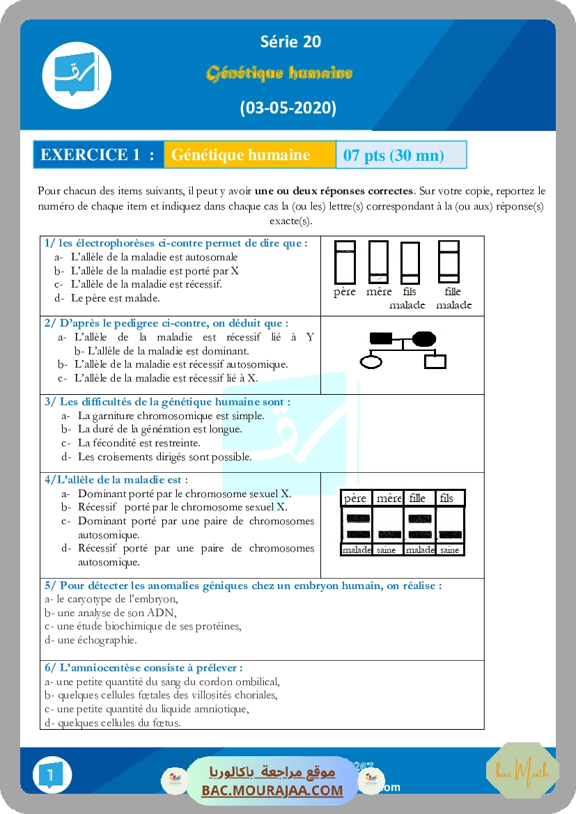 Serie 20 Genetique humaine humaine (03-05-2020)