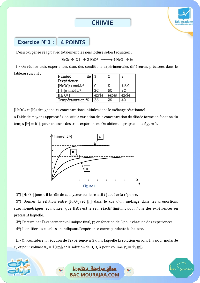sujet de revision physique bac math