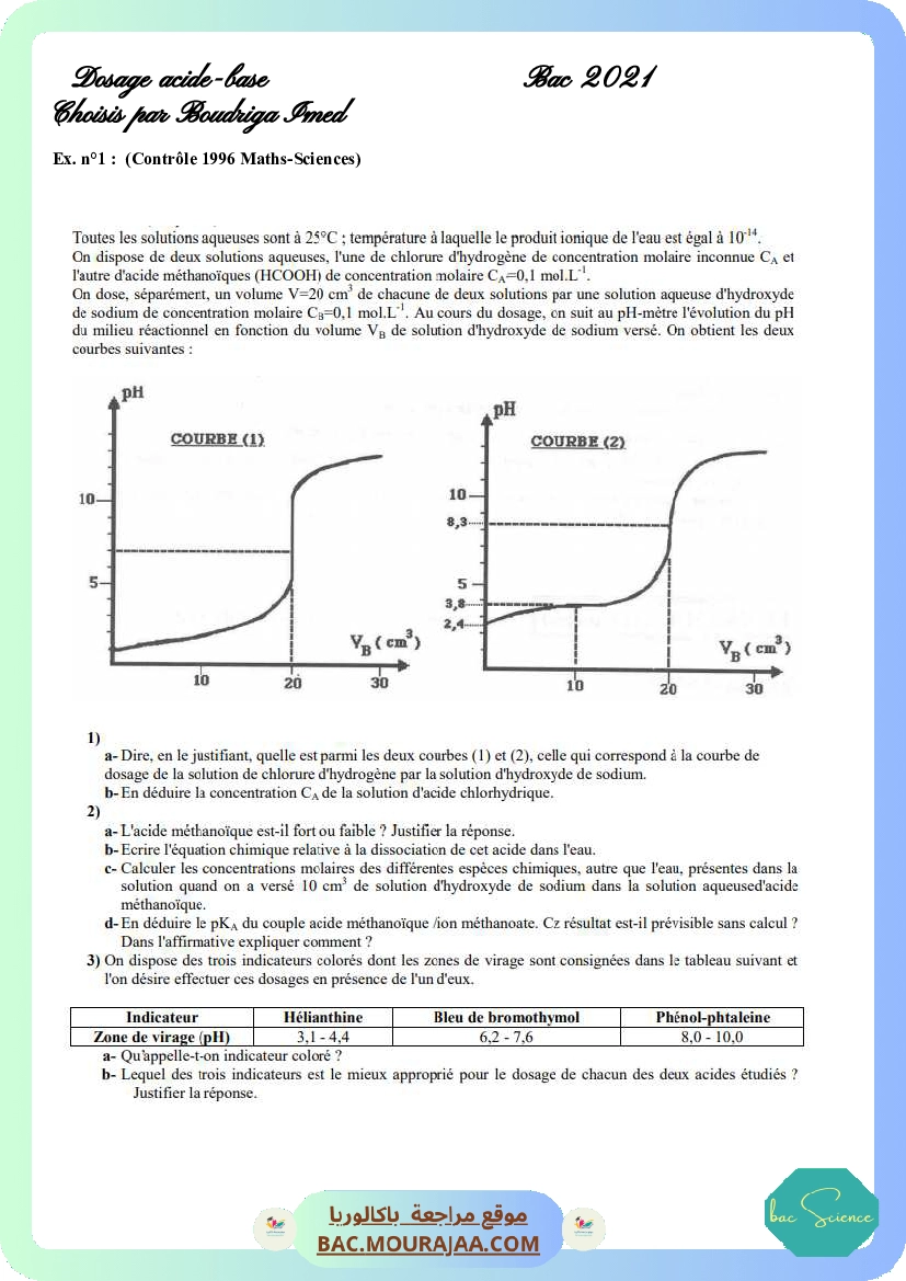 tous les sujets de Dosage-corriges