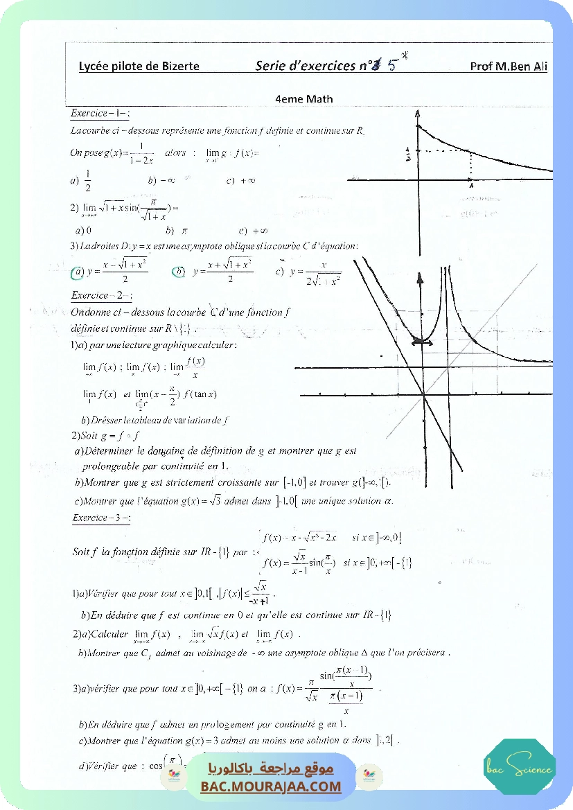 Serie 5 Generalites sur les fonctions