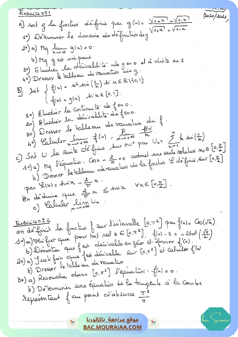 Etude de fonction et derivabilite