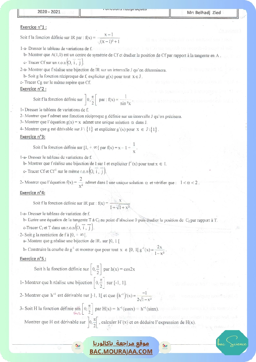 Fonction reciproque 2