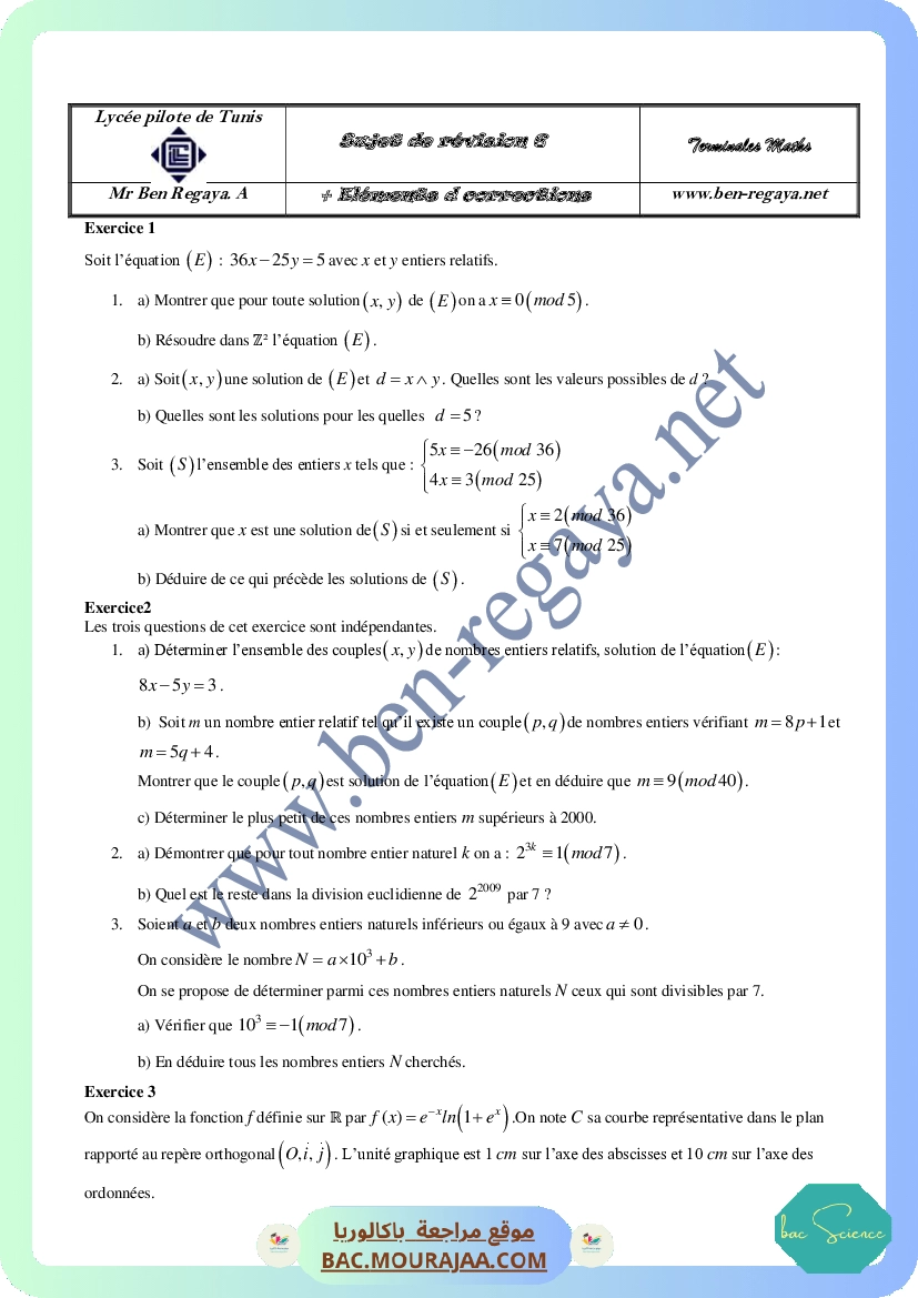 Sujet de revision 6 Vacances Avril