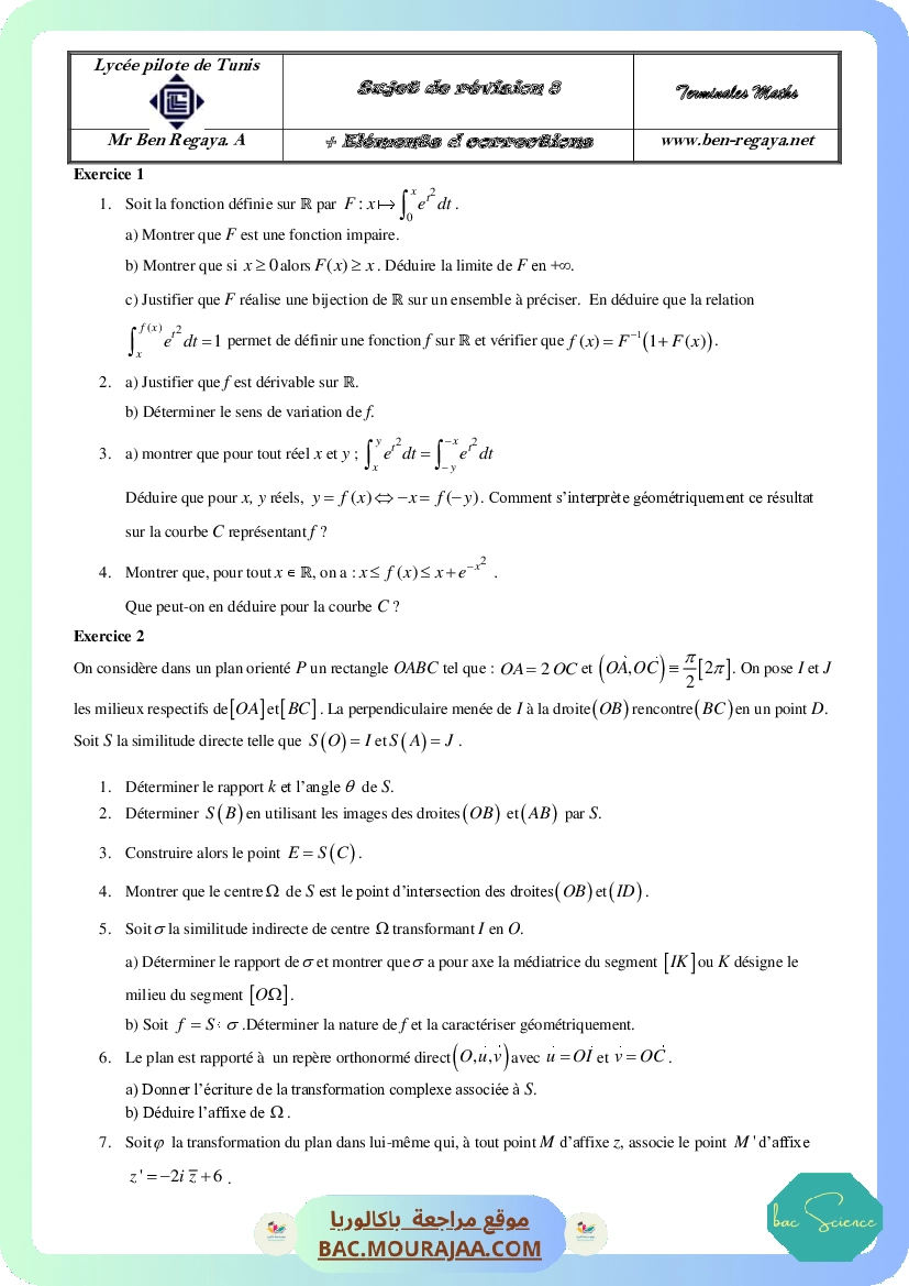 Sujet de revision 8 Vacances Avril