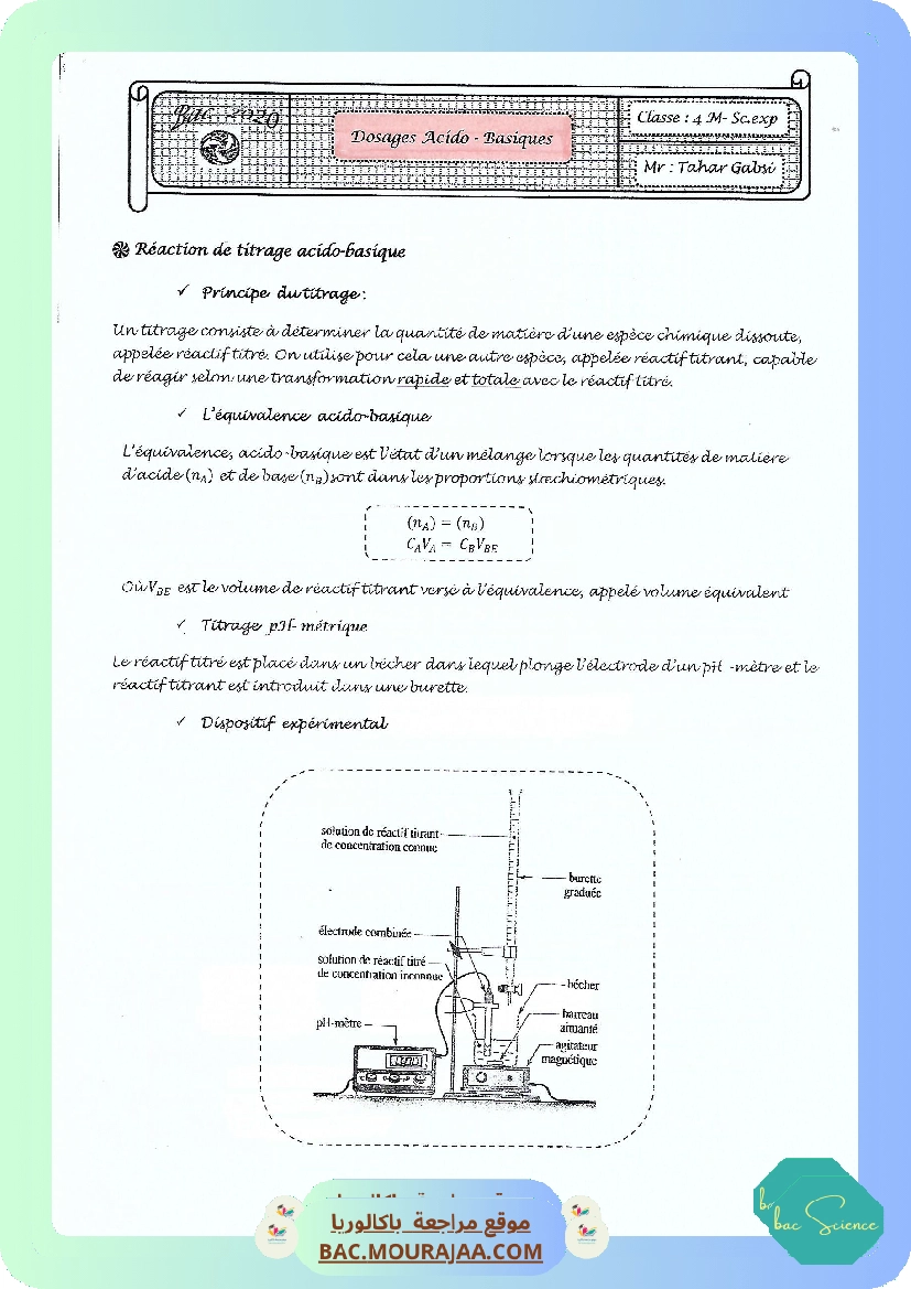 Cours Ch 6 Dosage acido-basique
