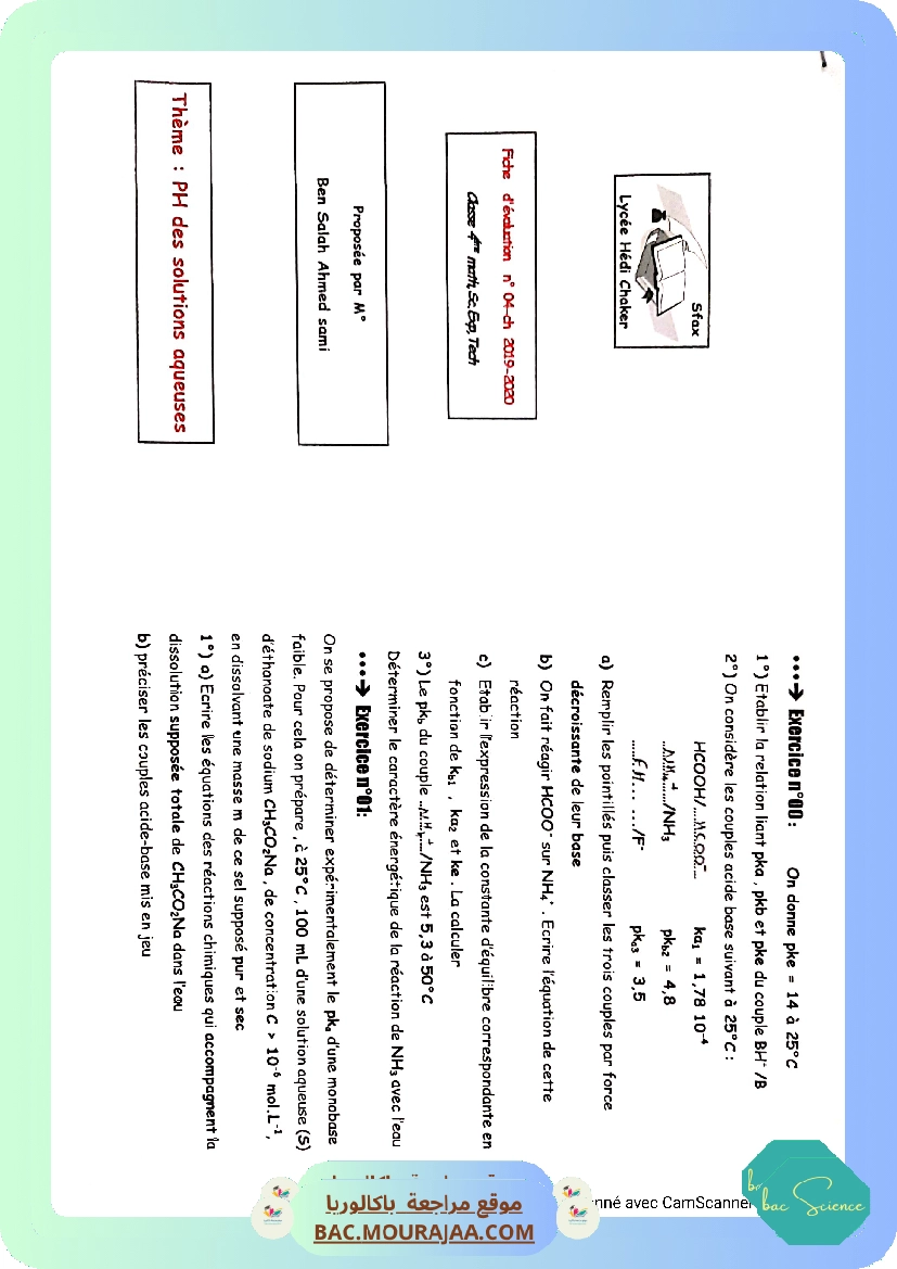 PH des solutions aqueuses