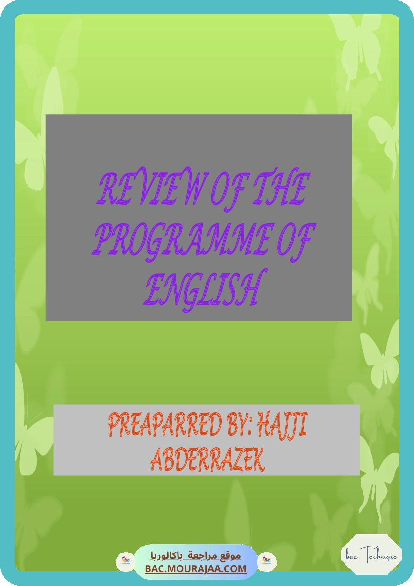 Cours-Anglais summary of the program (2)