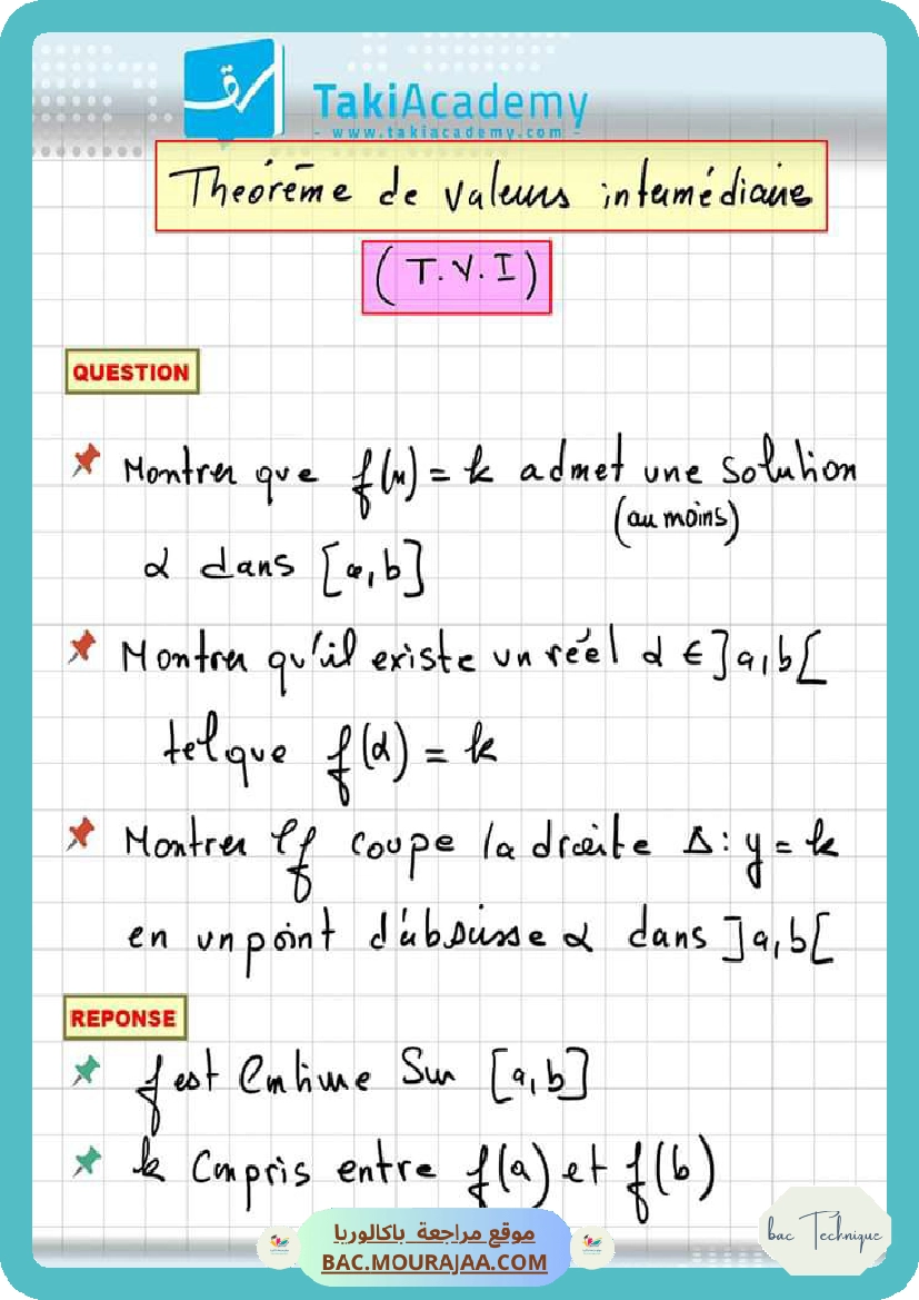 theoreme de valeur intermediaire