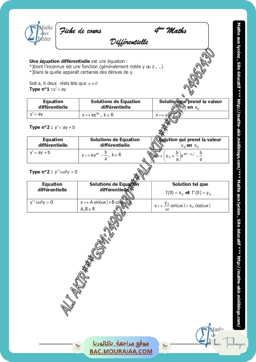 differentielle-fiche et series