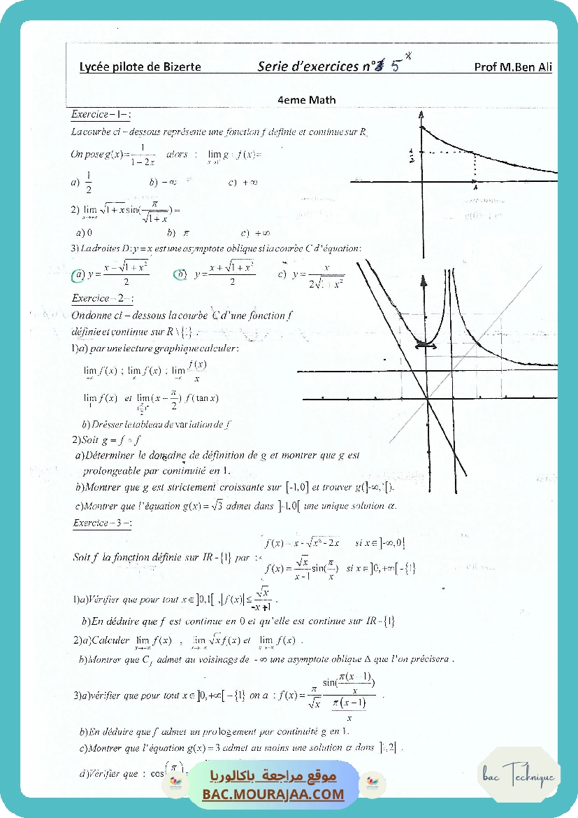 Serie 5 Generalites sur les fonctions