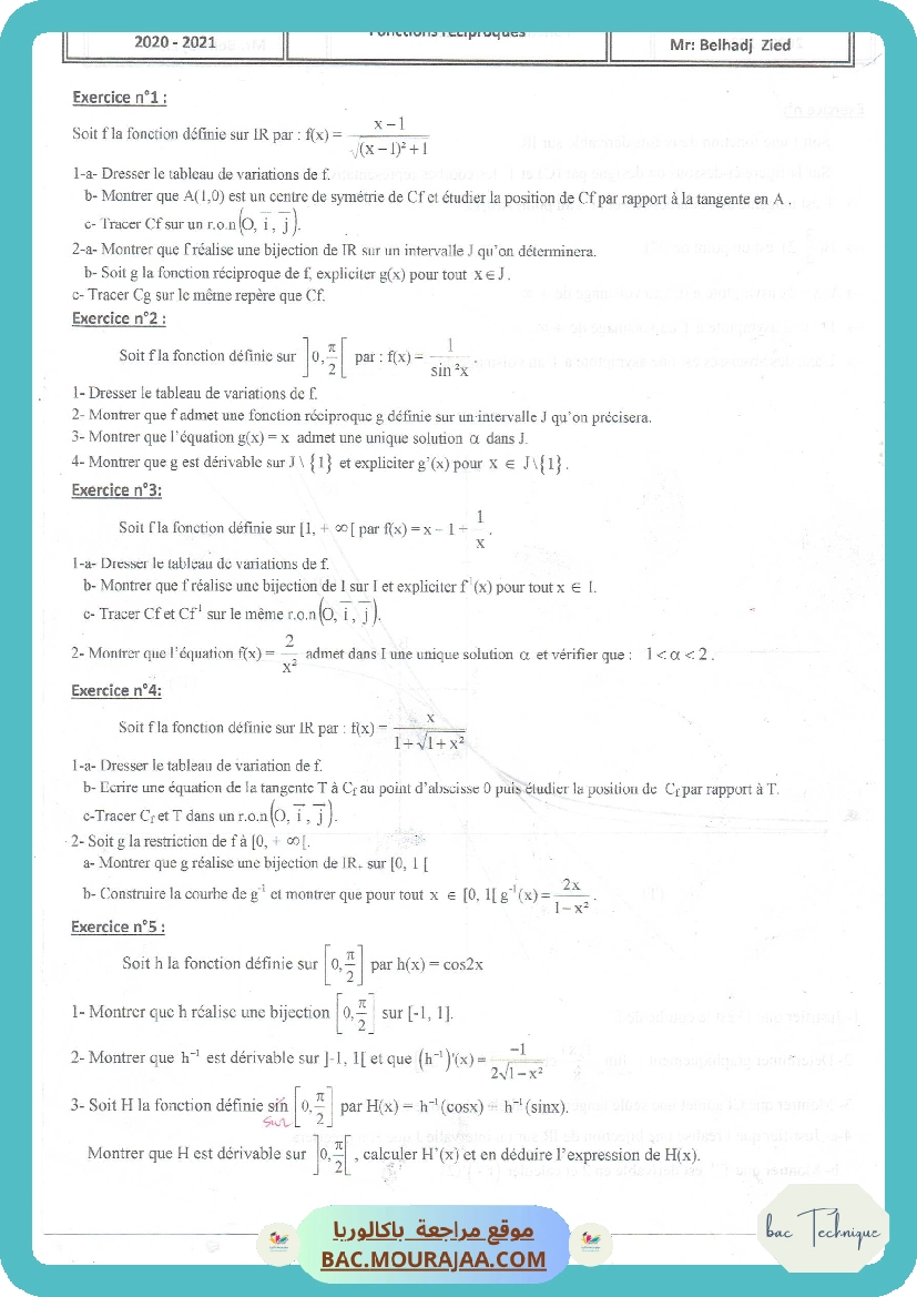 Fonction reciproque 2