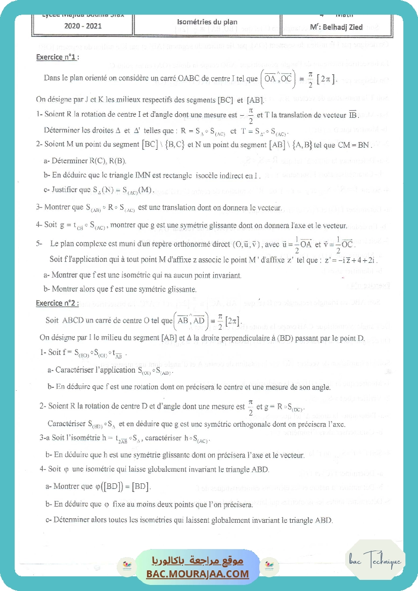 Isometrie du plan