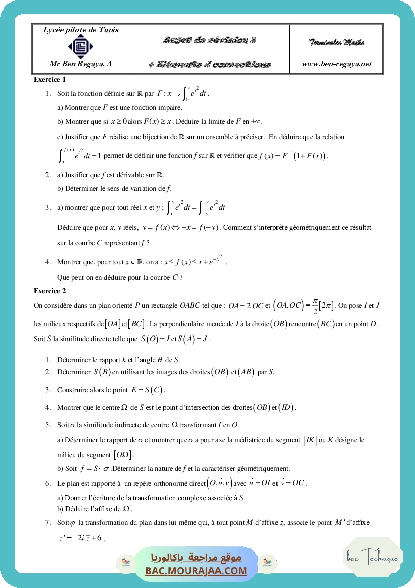 Sujet de revision 8 Vacances Avril