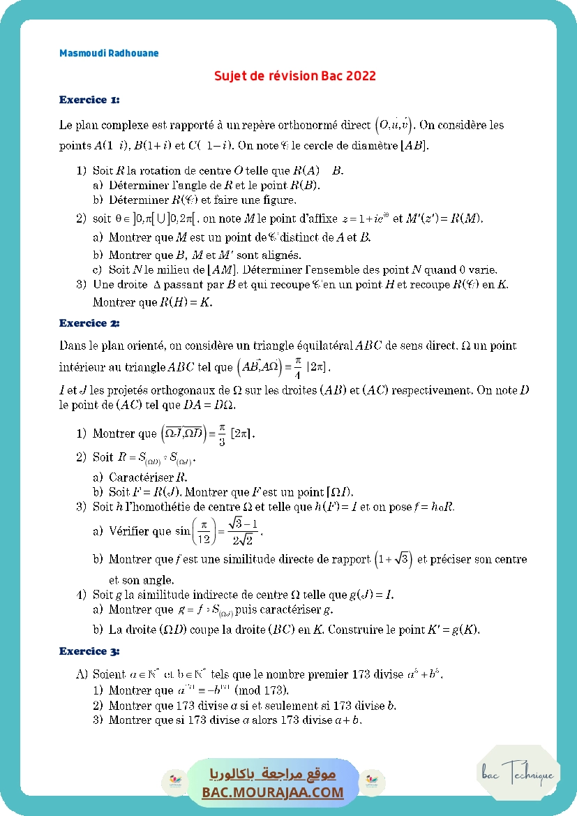 sujet de revision
