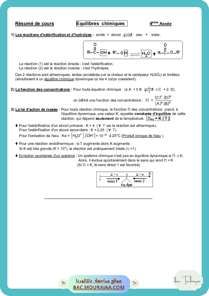 Resume Equilibres chimiques 20