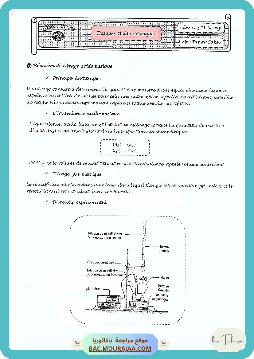 Cours Ch 6 Dosage acido-basique